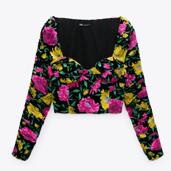 NEW! HP 🥳🥳🥳Zara Floral Print Top with Sweetheart Neckline - Picture 5 of 12